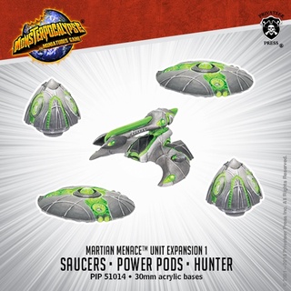 🔥มีของพร้อมส่ง🔥 Privateer Press Monsterpocalypse Martian Menace Unit: Saucers, Power Pods, & Hunter 51014