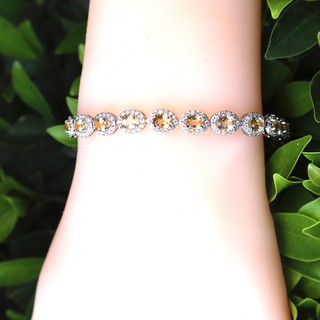 กำไลข้อมือ พลอย ซิทริน แท้ เงิน 92.5 % Bracelet citrine Silver 92.5 % Rhodium plating