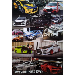 โปสเตอร์ รูปถ่าย รถยนต์ รถสปอต์ มิซูบิชิ แต่งซิ่ง Mitsubishi Evo POSTER 24”X35” Japan Cars Lancer Evolution Sports Sedan