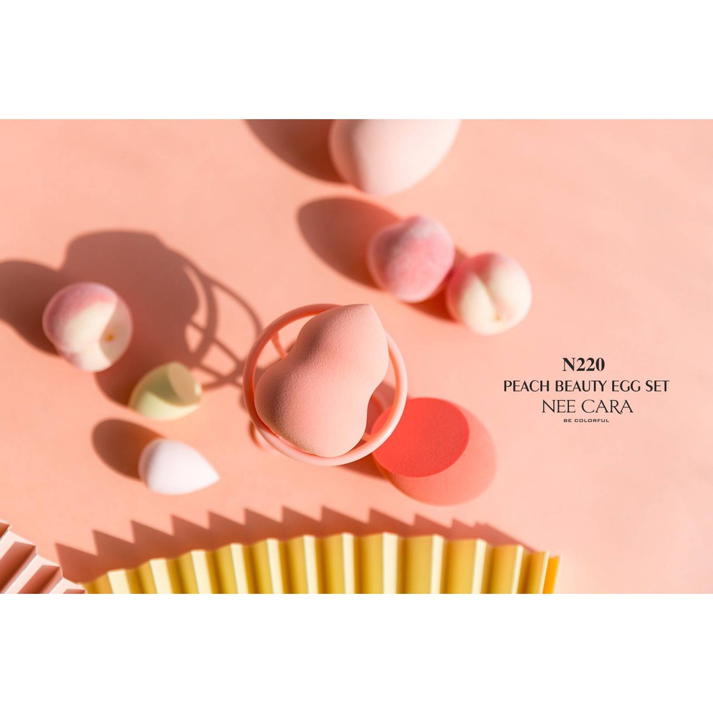 nee-cara-peach-beauty-egg-set-n220-neecara-พีช-ชุดพัฟไข่-5-ชิ้น-x-1-ชิ้น-abcmall