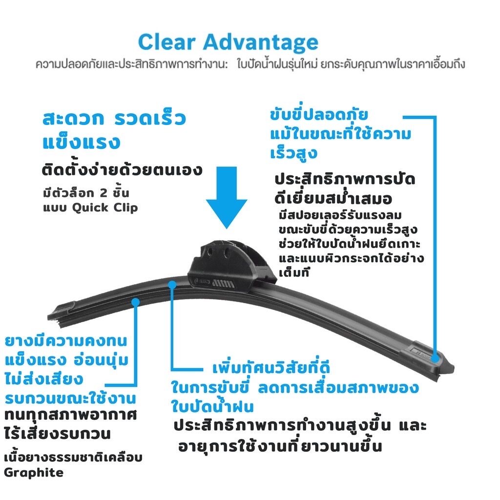 bosch-clear-advantage-ใบปัดน้ำฝน-bosch-ก้านอ่อน-คู่หน้า-20-26-hook-สำหรับ-kia-grand-carnival-gen-4-year-2021-now