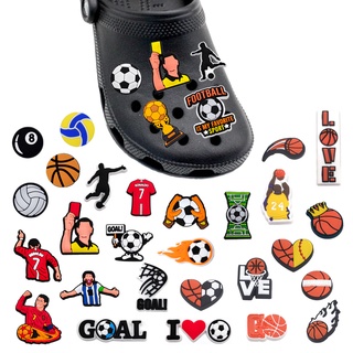 Shoe charms Jibbitz Crocs Pin 1pcs ฟุตบอลบาสเก็ตบอล ภาพการ์ตูน น่ารัก diy รองเท้าแตะ decorate accessories PVC ถอดได้ ของขวัญวันหยุดสำหรับเด็กชายและเด็กหญิง