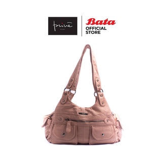Bata บาจา ยี่ห้อ Prive กระเป๋าสะพายไหล่ กระเป๋าทรงนิ่ม หนังฟอก สำหรับผู้หญิง รุ่น Holly สีชมพู 9925233