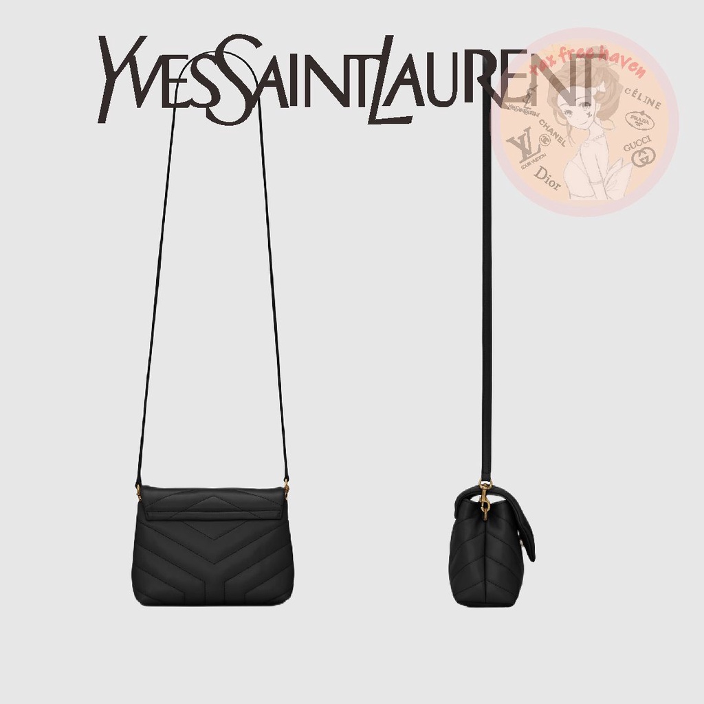 shopee-ราคาต่ำสุด-ของแท้-100-yves-saint-laurent-brand-new-loulou-กระเป๋าสะพายหนังสีดำขนาดเล็กพร้อม-y-quilting