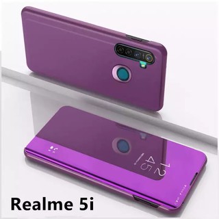 ส่งจากไทย Case Realme5i/Realme 5s/Realme 5 เคสเรียวมี5i เคสเปิดปิดเงา กรณีสมาร์ทฝาครอบกระจกแบบตั้งเคสโทรศัพท์ฝาหลัง