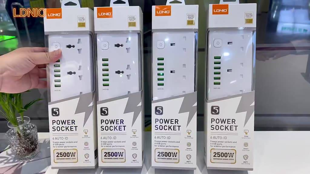 ldnio-ปลั๊กพ่วง-ปลั๊กไฟ-5socket-รองรับ-6usb-qc-3-0-fast-charge-ชาร์จเร็ว-กำลังไฟ-2500w-สายยาว-2-เมตร