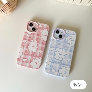 เคสประกบ เคสประกบไอโฟน เคสประกบลายการ์ตูน 💖 ประกบลายสก๊อตหมีม่วง/ประกบลายสก๊อตกระต่ายชมพู