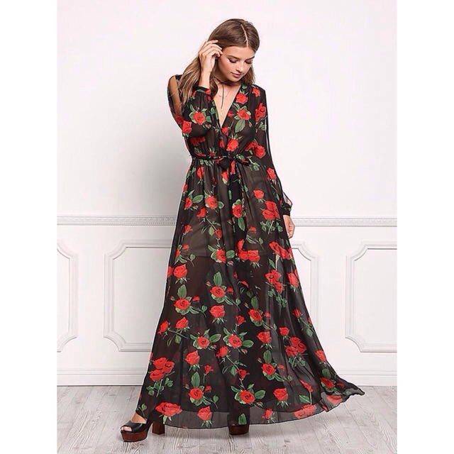 floral-maxi-dress-หรูหราและมีสไตล์-นำเข้า