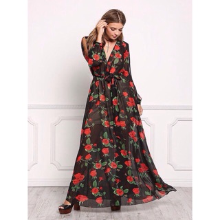 FLORAL MAXI DRESS หรูหราและมีสไตล์ นำเข้า