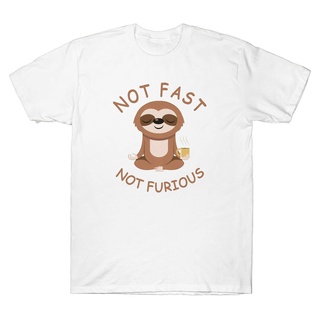 การพิมพ์เสื้อยืด คอกลม แขนสั้น ผ้า cotton100% สบายและต่อต้านริ้วรอย Not Fast Not Furious Sloth Yoga T-Shirt
