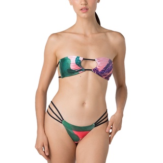 Angelys Balek ชุดว่ายน้ำString Bandeau Cutout Bikini &amp; 3 String Brazilian Bottomรุ่นSS21SW00313204สีมัลติคัลเลอร์