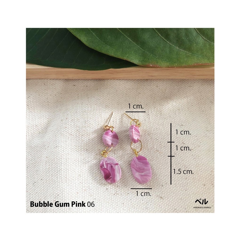 ต่างหูแฟชั่น-ต่างหูวินเทจ-handmade-earring-สี-bubble-gum-pink
