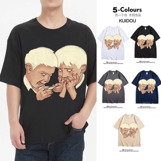 ผลิตภัณฑ์ใหม่👕เสื้อยืดแขนสั้น พิมพ์ลาย Sense ทรงหลวม เข้ากับทุกการแต่งกาย แฟชั่นฤดูร้อน สไตล์อเมริกัน สําหรับผู้ชาย 202