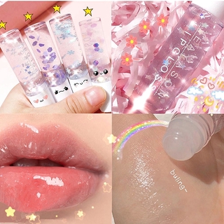 ลิปกลอส เนื้อลิขวิด แบบใส เพิ่มความชุ่มชื้น ไร้สี ลายสตรอเบอร์รี่น่ารัก