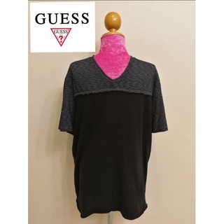 GUESS Brand_2nd hand เสื้อยืดแขนสั้นผ้าฝ้าย​100​% สีดำแท้มือสองกระสอบนำเข้า​ Made in Quatemala