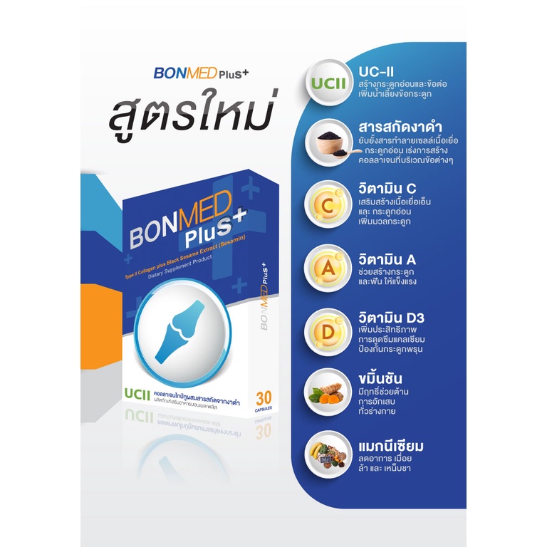 ภาพสินค้าBonmed plus + บอนเมดพลัส สูตรใหม่ อาหารเสริมสำหรับกระดูกและข้อ 2 กล่อง 60 แคปซูล แถมฟรี 2 กล่อง 30 แคปซูล จากร้าน planb_shop บน Shopee ภาพที่ 4