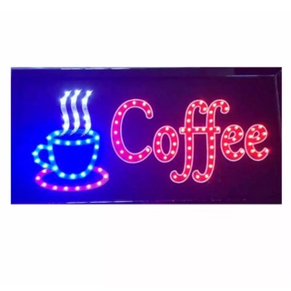 ป้ายไฟLED Coffee  ป้ายไฟสำเร็จรูป ขนาด48*25 ซม. อักษร ตกแต่งหน้าร้านกาแฟ LED SIGN ข้อความ