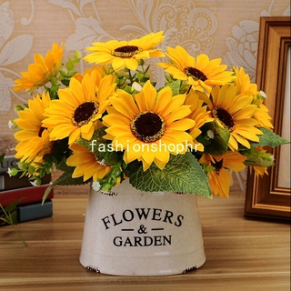 1 Bouquet 13 Heads  Fake Sunflower Artificial Silk Flower