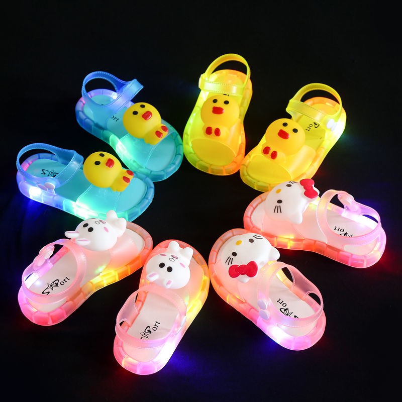 โปรโมชั่นร้านค้าใหม่-led-light-kids-slippers-sandals-cartoon