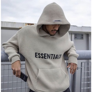 Fog Fear OF GOD Essentials 22S เสื้อกันหนาว มีฮู้ด ผ้าถัก โอเวอร์ไซซ์ สําหรับคู่รัก