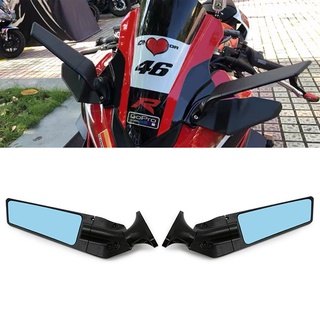 Wind Wing Rearview Mirrors 2pcs Adjustable Rotating Motorcycle Side Mirror With LED Lamp Multi-Angle Modified Rear View