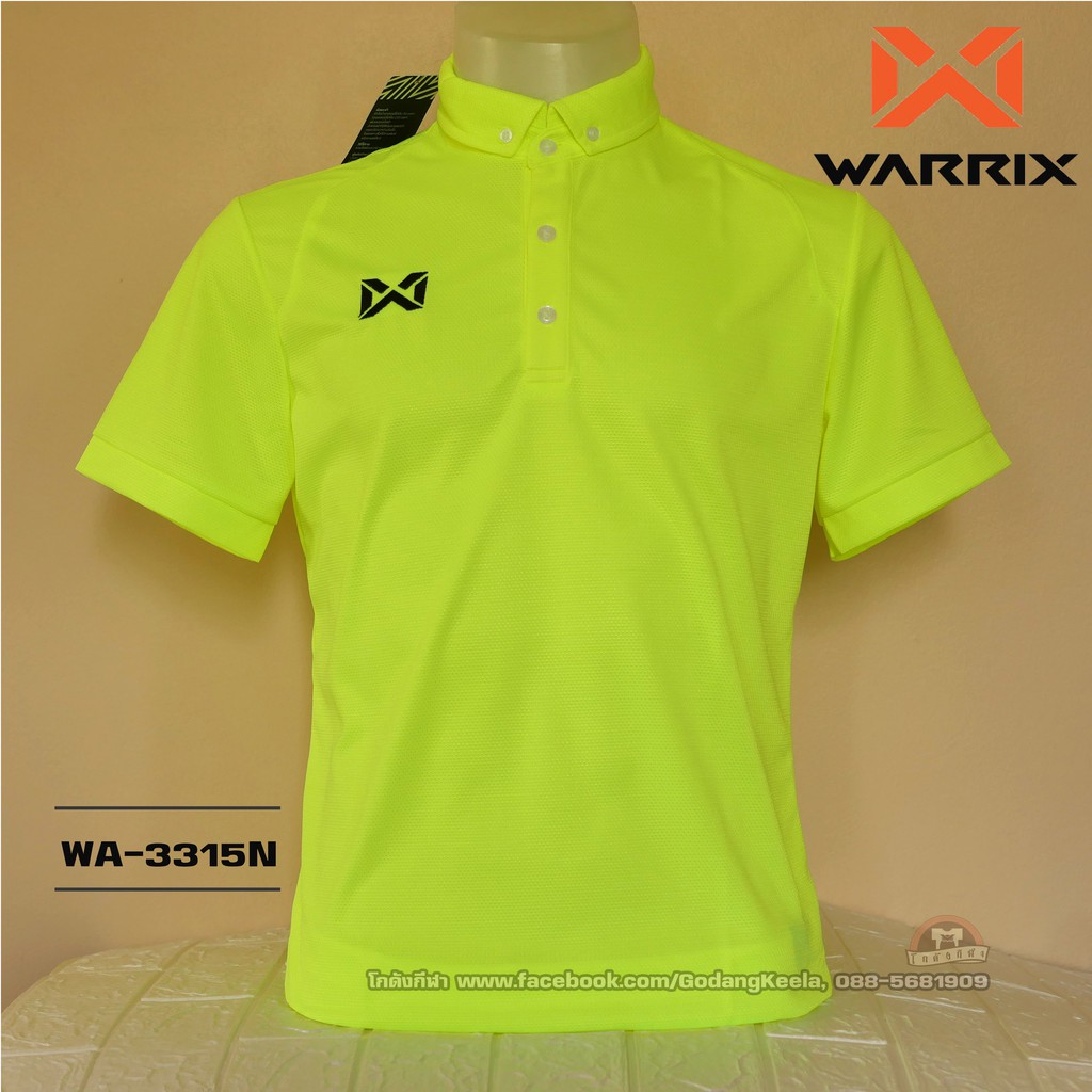 เสื้อโปโล-warrix-wa-3315n-wa-plan15-สีเขียวสะท้อน-g2-วาริกซ์-วอริกซ์-ของแท้-100