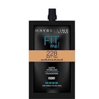 Maybelline FIT ME Matte+Poreless Liquid Foundation เมเบอลีนนิวยอร์ก ฟิตมี แมท+พอร์เลส #228 Soft tan แบบซองขนาด5กรัม