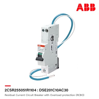 ABB : DSE201C10AC30: Miniature Circuit Breaker with Overload protection (RCBO), Type AC, 1P, 10A, 6kA, 30mA, 240V