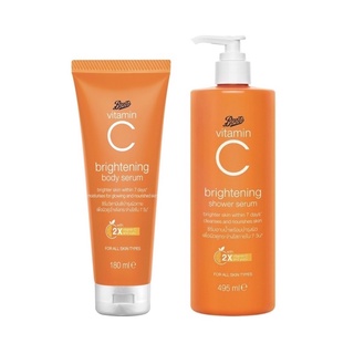 สินค้า Boots Vitamin C Brightening Body Serum บู๊ทส์ วิตามิน ซี ไบร์ทเทนนิ่ง บอดี้ ซีรั่ม & ครีมอาบน้ำ