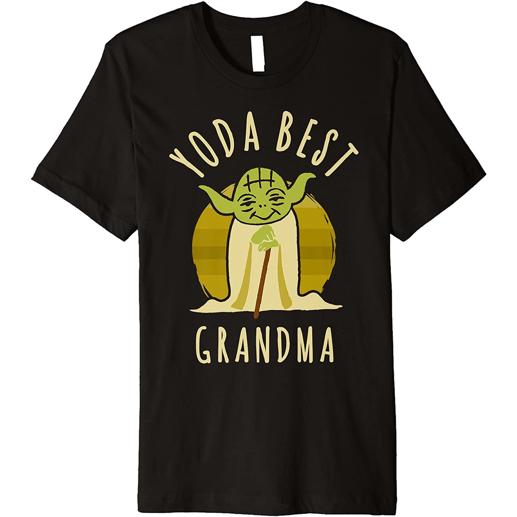 เสื้อยืด-พิมพ์ลายการ์ตูน-star-wars-yoda-best-grandma-yoda-พรีเมี่ยม