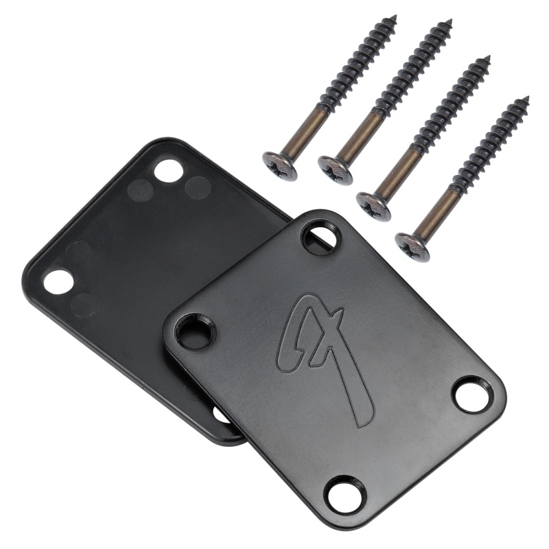 Super 70s F Logo Strat/Tele 4-Bolt Chrome/Black Guitar Neck Plate ...