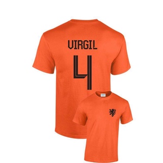 [100% Cotton] Wanyg เสื้อยืดแขนสั้น พิมพ์ลายฟุตบอล Virgil Van Dijk Holland Netherlands No 4 สไตล์คลาสสิก ของขวัญวันเกิด