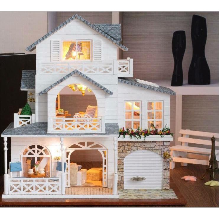 โมเดลบ้าน-diy-บ้านจิ๋ว-บ้านตุ๊กตา-ชุด-nordic-town-villa-พร้อมส่งทันที-บ้านยุโรป-สวยมาก-งานไม้ทั้้งชุด-มีฝาครอบกล่องดนตรี