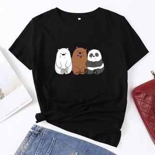 Funny Cartoon Bear Panda Print Women T Shirt Summer Cotton Short Sleeve O-Neck Casual Female TShirts Tops Tees -