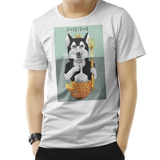 เสื้อยืดคอกลมพิมพ์ลาย Husky Poseidon