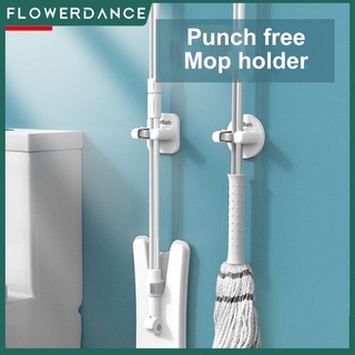 [อัพเกรด] Mop Holder Hook ห้องอาบน้ำ Punch-Free Broom Holder Hook Wall Mounted Mop Hanger Organizers Clips For Bathroom Home Kitchen Toilet Flowerdance