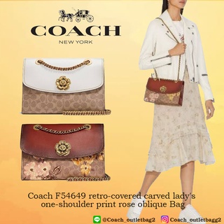 Coach F54649 retro-covered carved ladys one-shoulder print rose oblique Bag