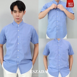 เสื้อคอจีน ริ้วเพิ่มความสูง แขนสั้นลายริ้ว A+ ESZADA งานป้านห้อย (SS5)