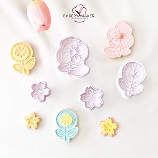 Flower cookies เซ็ทพิมพ์กดคุ้กกี้/ฟองดองท์ รูปดอกไม้ 3 , 4 ชิ้น