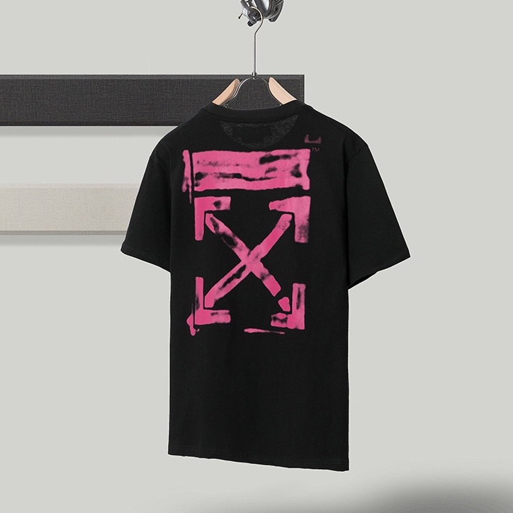 เสื้อยืดคอกลม-off-white-graffiti-pink-arrowsเสื้อยืดฤดูร้อนสตรีทแฟชั่นสำหรับผู้ชายและผู้หญิง