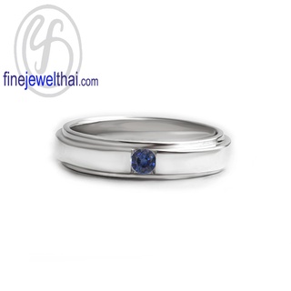 Finejewelthai-แหวนไพลิน-ไพลินแท้-แหวนเงินแท้-พลอยประจำเดือนเกิด-Blue-Sapphire-Silver-Ring-Birthstone-R1417bl