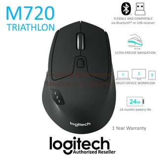 ภาพหน้าปกสินค้าLogitech M720 TRIATHLON Multi-device Wireless / Bluetooth Mouse สีดำ ประกันศูนย์ 1ปี ของแท้ ที่เกี่ยวข้อง