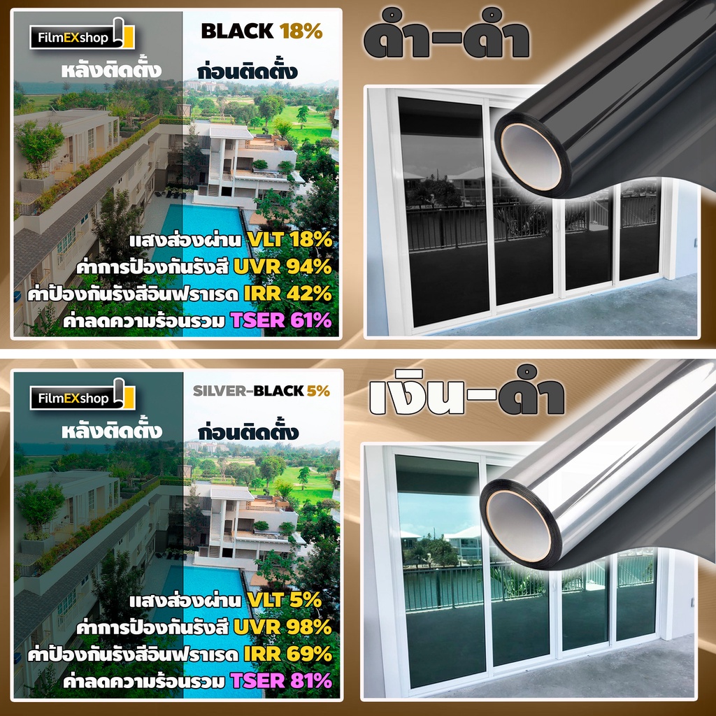 ฟิล์มกรองแสง-ฟิล์มปรอท-ฟิล์มติดอาคาร-ฟิล์มติดกระจก-window-film-ราคาต่อเมตร