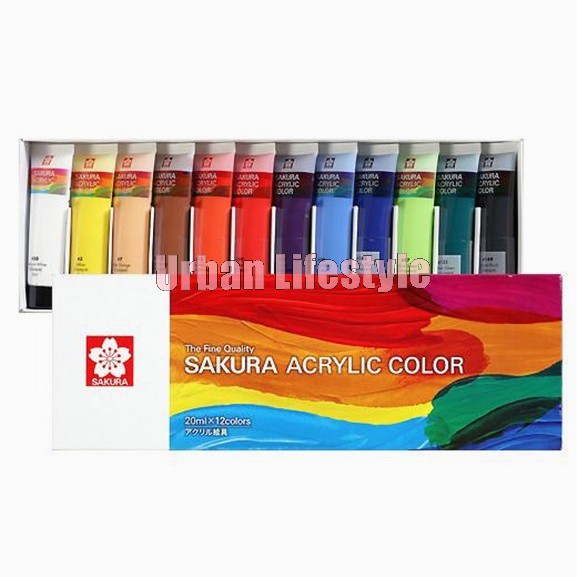 SAKURA Acrylic Colors สีอะคริลิค ซากุระ ชุด 12 สี (หลอดละ 20ml