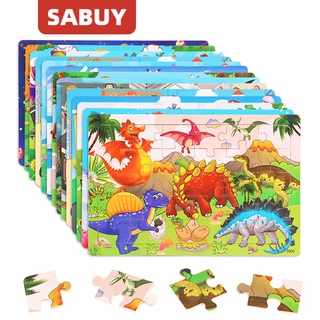 SABUY 30 ชิ้น จิ๊กซอว์ไม้ ตัวต่อไม้รูปสัตว์ ของเล่นเสริมพัฒนาการ ของเล่นไม้ จิ๊กซอว์เด็ก พร้อมกรอบไม้ ของเล่นเด็ก เด็ก ตัวต่อไม้ Kids Puzzle