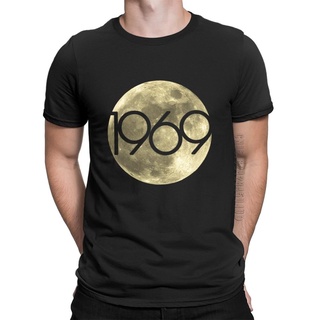 T-shirt  ใหม่ เสื้อยืดลําลอง แขนสั้น พิมพ์ลายโลโก้ดวงจันทร์ ครบรอบ 50 ปี สีดํา แฟชั่นฤดูร้อน สําหรับผู้ชายS-5XL