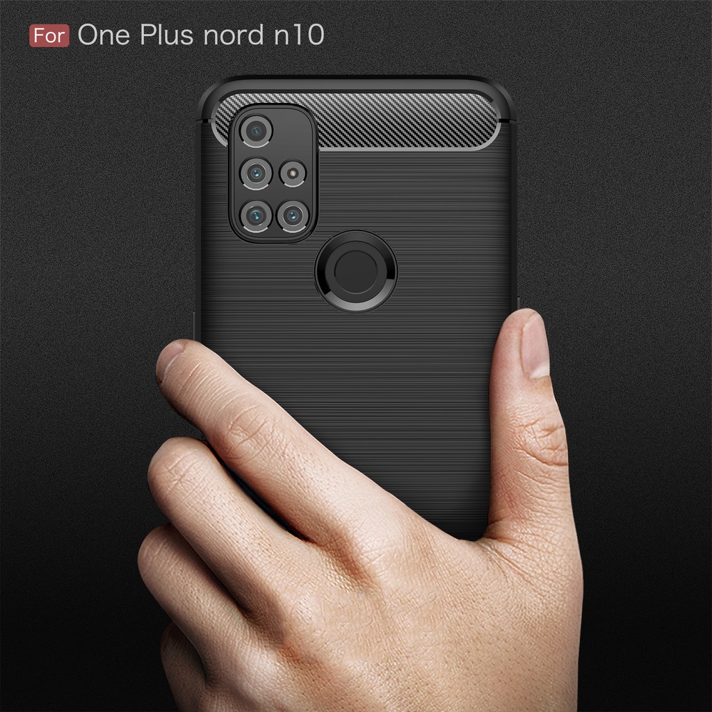 OnePlus Nord N10 5G Soft กันกระแทก TPU กรณีคาร์บอนไฟเบอร์ Texture Shock ...