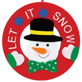 รีท LET IT SNOW หน้าสโนว์แมน ขนาด 13*13 นิ้ว (6745-01) ออร์นาเม้นท์ ของประดับ ของตกแต่งเทศกาลคริสต์มาส
