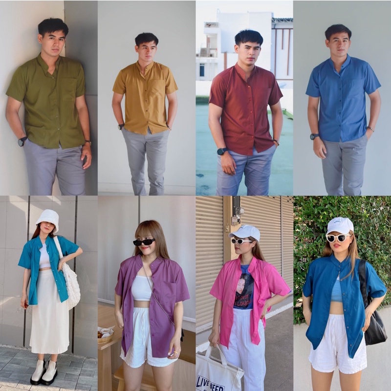 ภาพหน้าปกสินค้า19 สี เสื้อคอจีน แขนสั้น Unisex เสื้อเชิ้ตคอจีน โอเวอร์ไซส์ เสื้อเชิ้ต เสื้อใส่ทำงาน จากร้าน sparkjoy.official บน Shopee