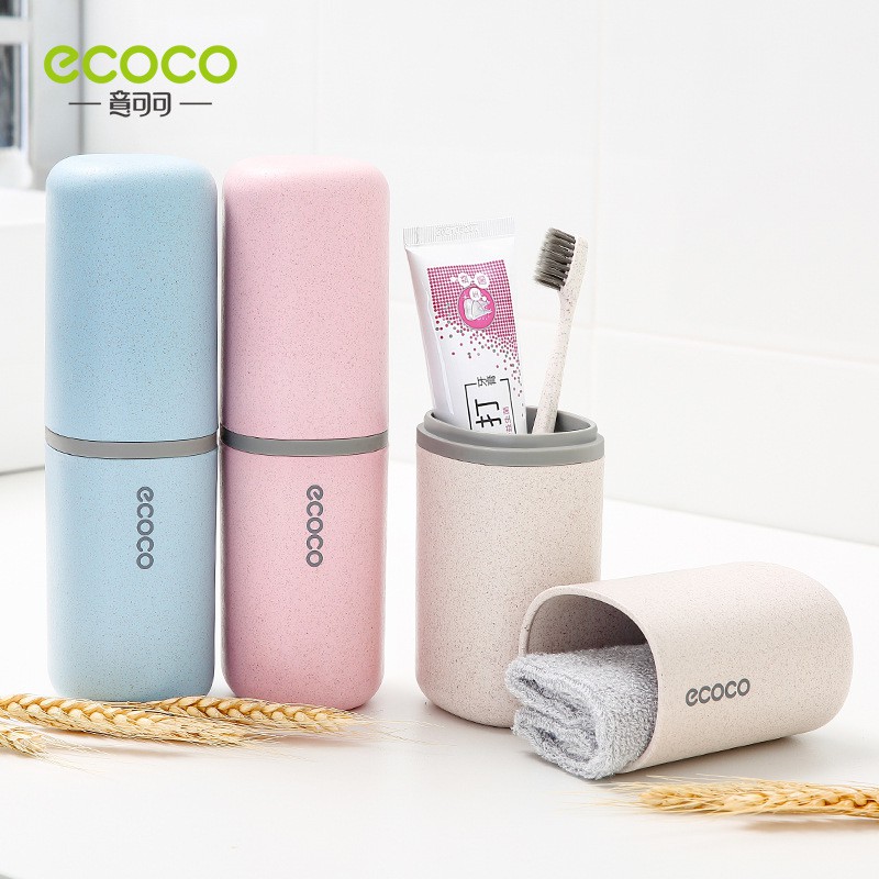 ecoco-ที่เก็บอุปกรณ์แปรงฟันสำหรับเดินไปนอกสถานที่-ทำจากฟางข้าวสาลี-toiletries-keeper